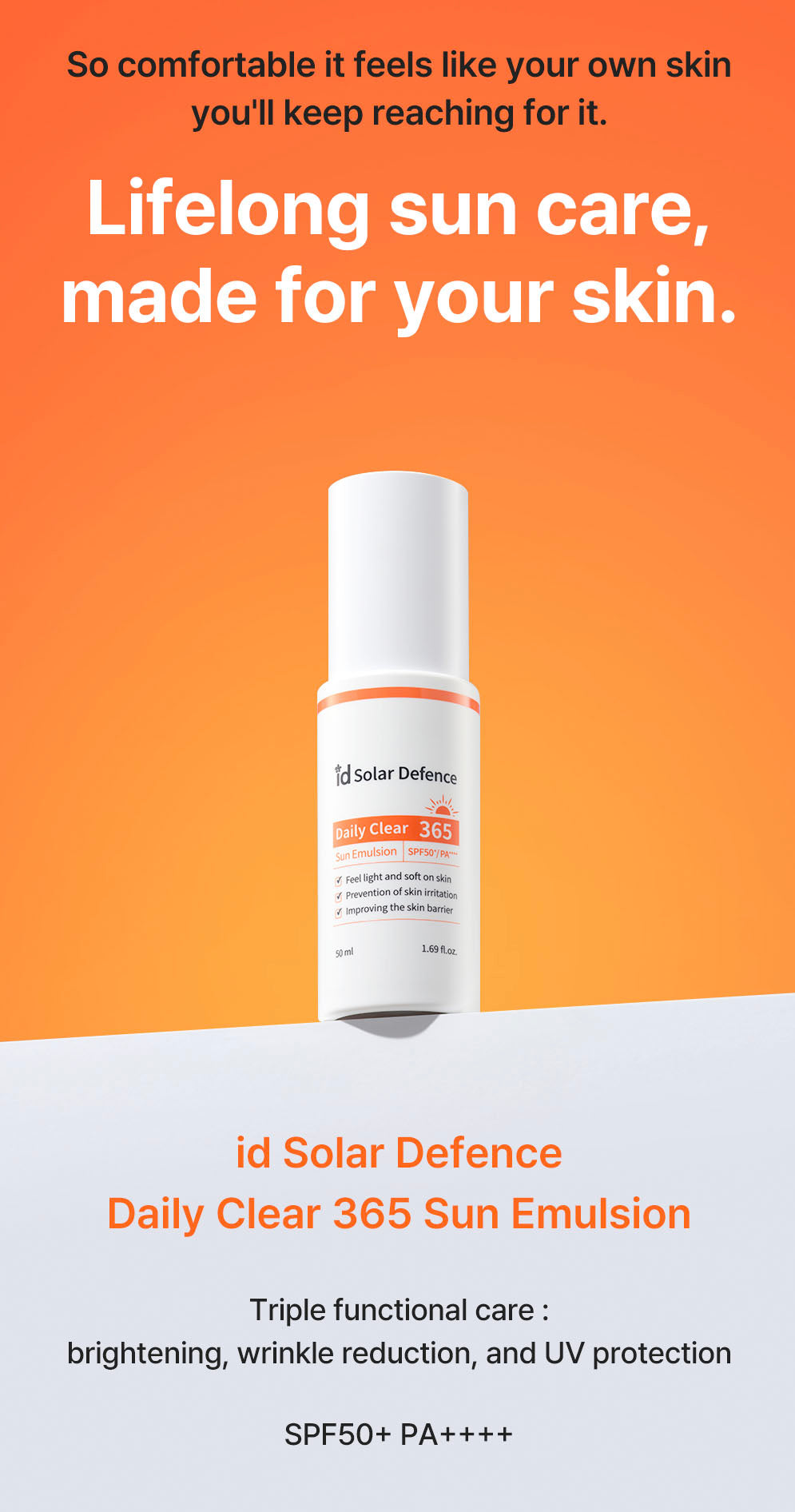 idPLACOSMETICS SOLAR DEFENSE DAILY CLEAR 365 SUN EMULSION SPF50+/ PA++++