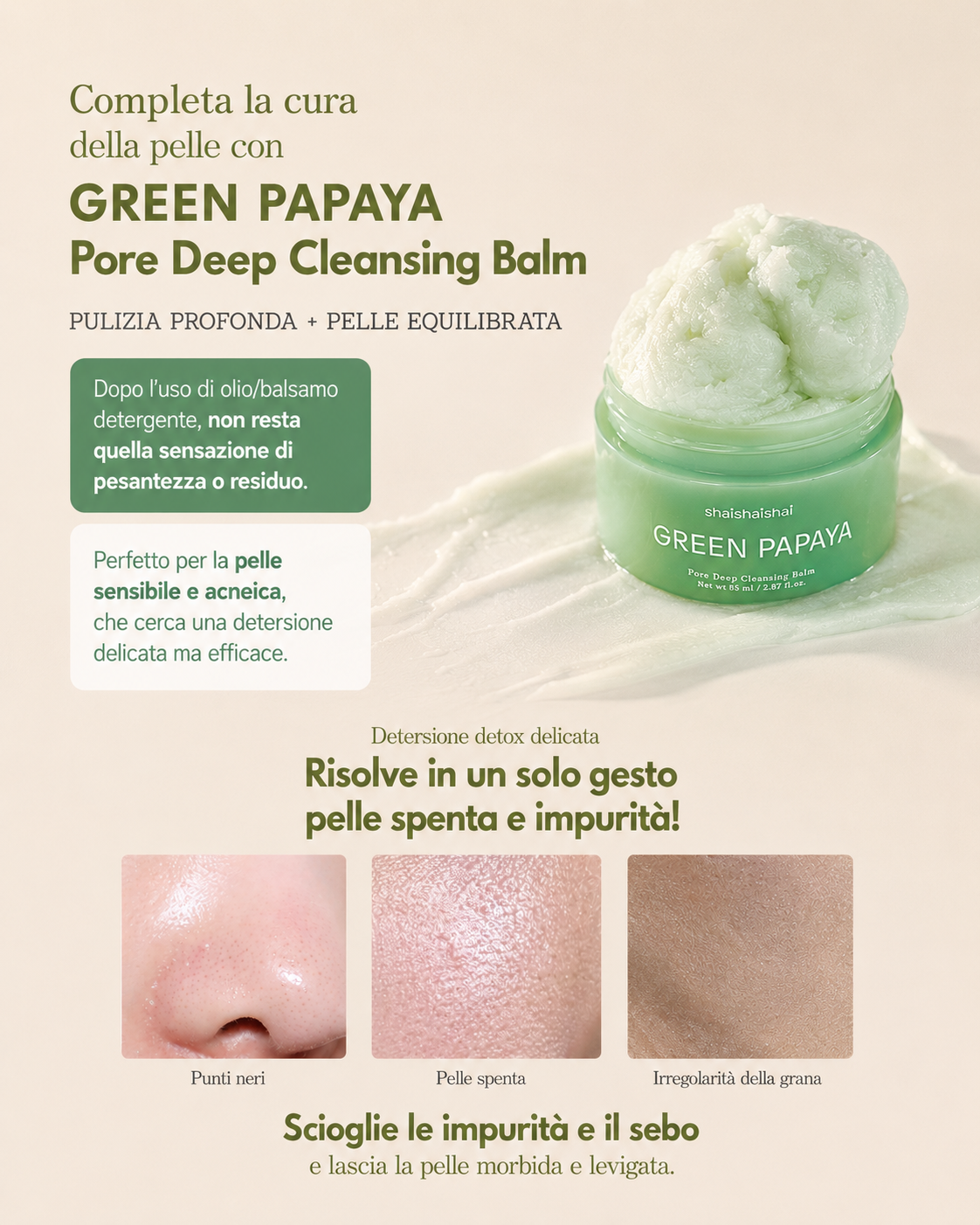 shaishaishai GREEN PAPAYA Pore Deep Cleansing Balm