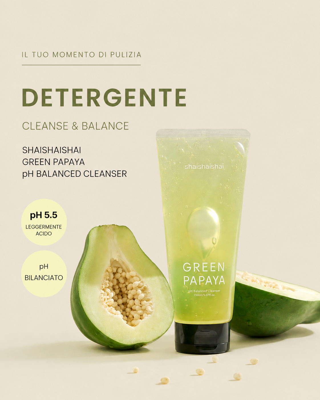 shaishaishai GREEN PAPAYA pH Balanced Cleanser