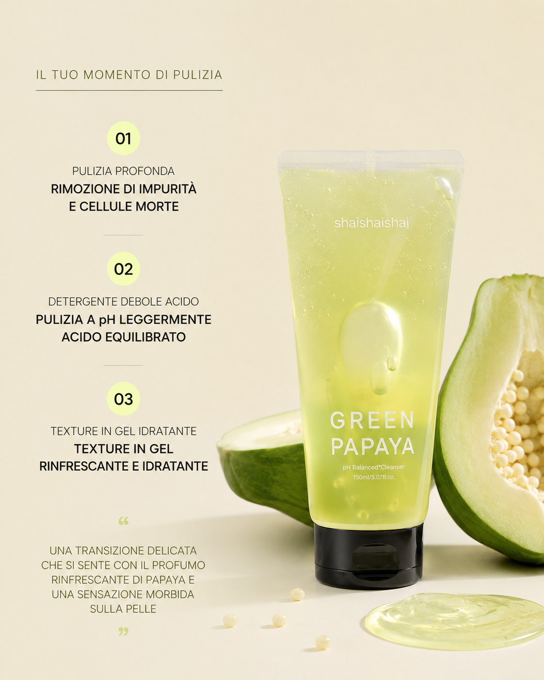 shaishaishai GREEN PAPAYA pH Balanced Cleanser