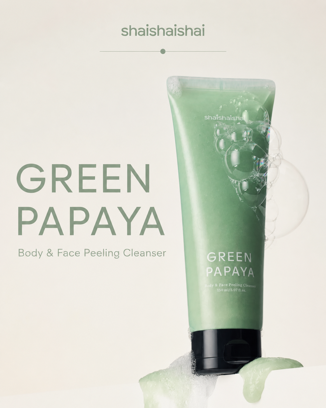 shaishaishai GREEN PAPAYA Body&amp;Face Peeling Cleanser